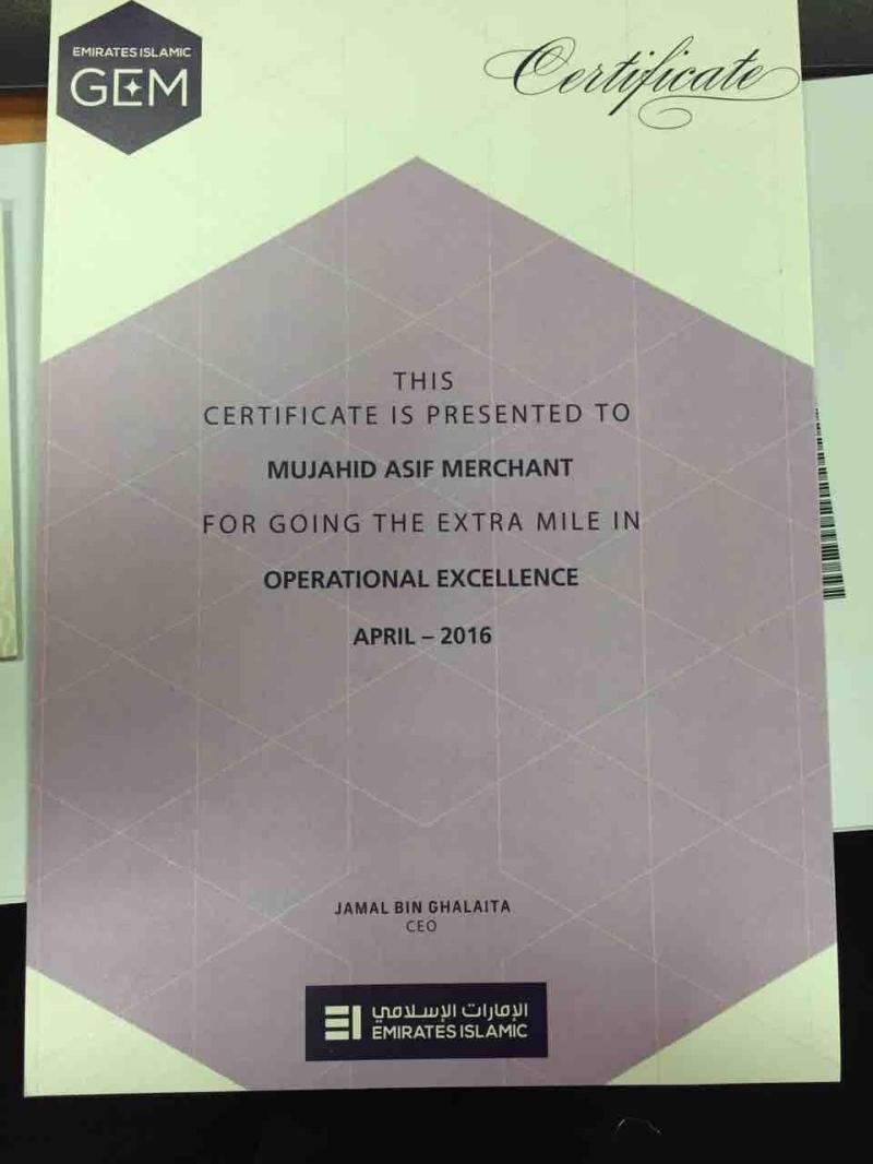 GEM Certificate, April 2016